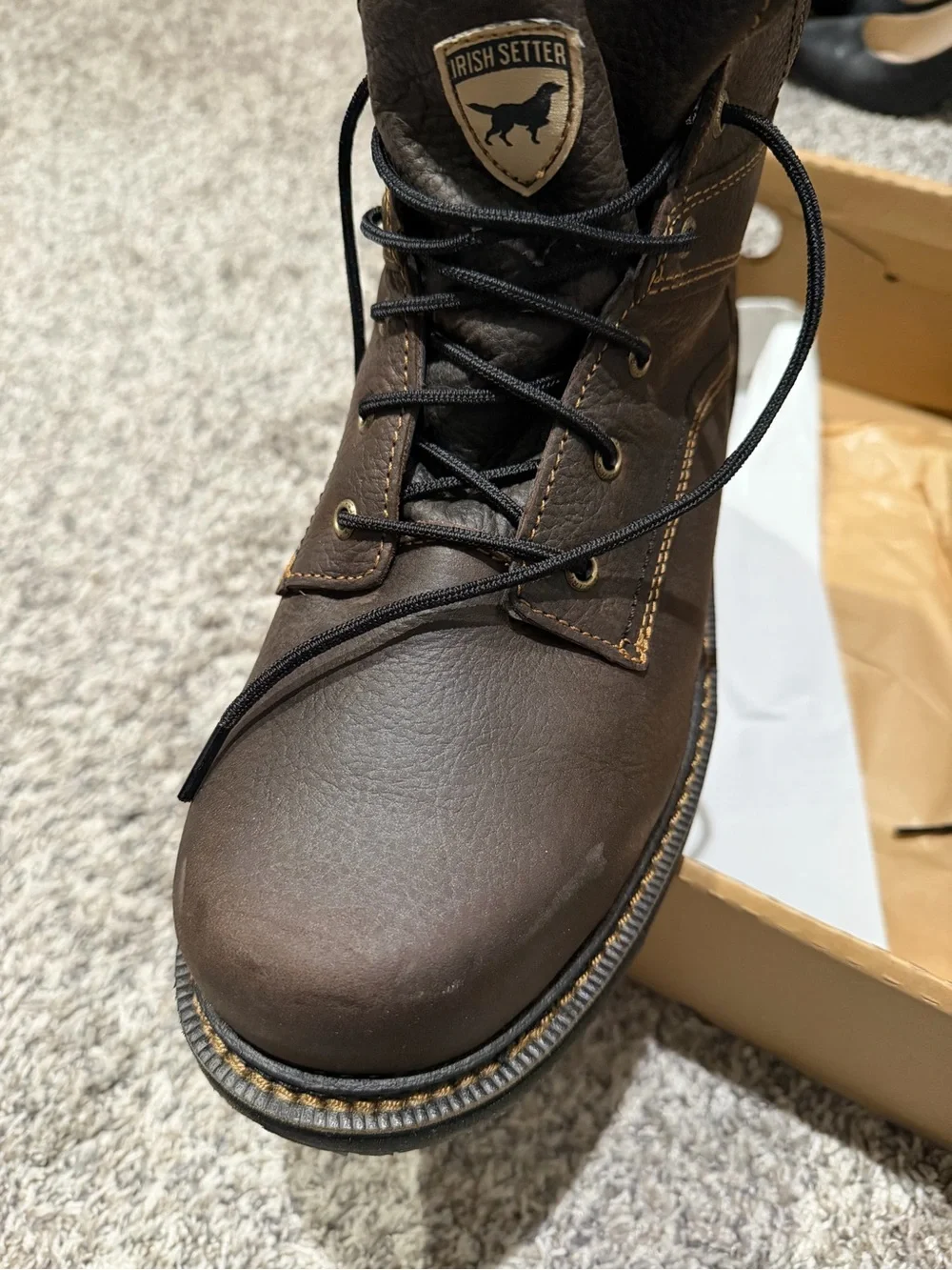 Irish Setter Dark Brown Leather Lace-Up Work Boots